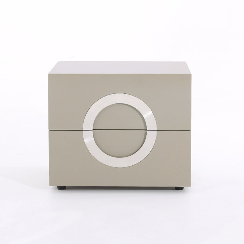 Modern Minimalist Circle Handle Nightstand - Eco MDF 2 Drawers Bedside Table For Bedroom