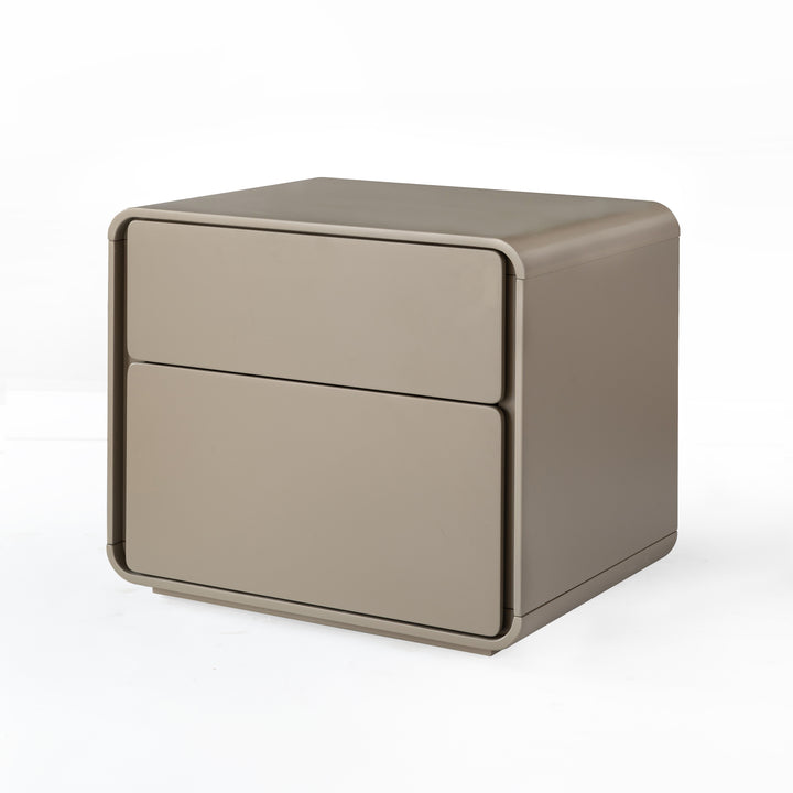 Modern Minimalist Smooth Edge 2 Drawers Nightstand - Curved Corners Bedside Table For Bedroom