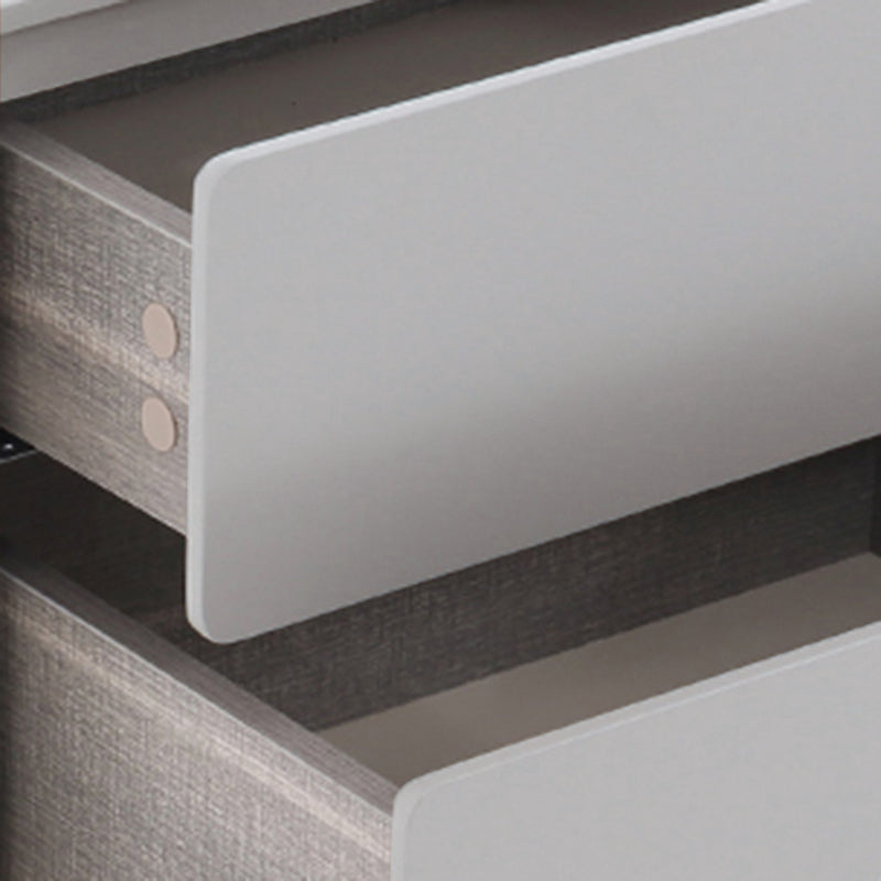 Modern Minimalist Smooth Edge 2 Drawers Nightstand - Curved Corners Bedside Table For Bedroom