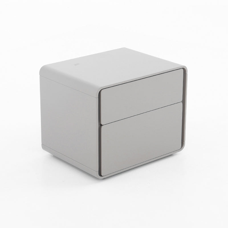 Modern Minimalist Smooth Edge 2 Drawers Nightstand - Curved Corners Bedside Table For Bedroom