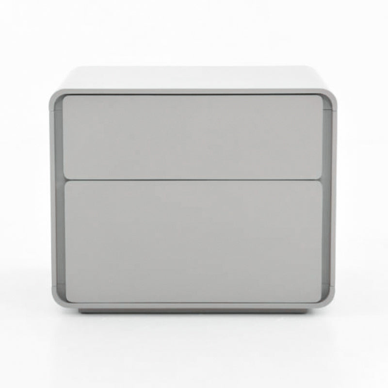 Modern Minimalist Smooth Edge 2 Drawers Nightstand - Curved Corners Bedside Table For Bedroom