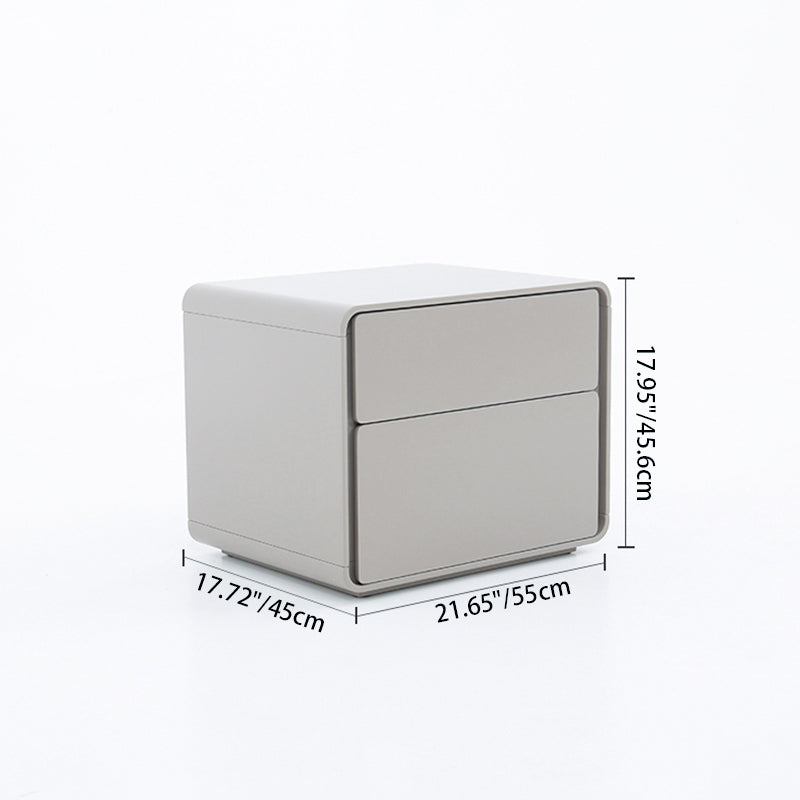 Modern Minimalist Smooth Edge 2 Drawers Nightstand - Curved Corners Bedside Table For Bedroom