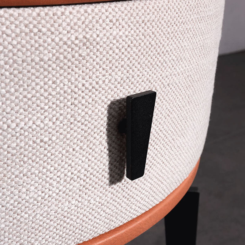 Contemporary Round Accent Bedside Cabinet - Metal Legs 1 Drawer Nightstand For Bedroom