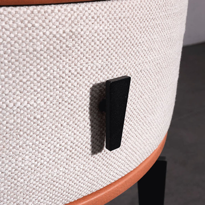 Contemporary Round Accent Bedside Cabinet - Metal Legs 1 Drawer Nightstand For Bedroom