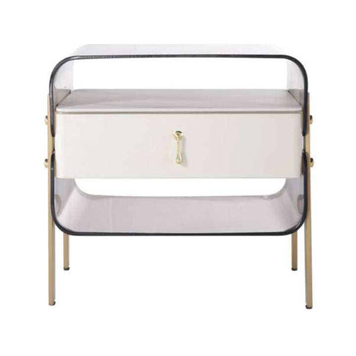 Contemporary Creative Clear Acrylic Bedside Table - Gold Metal Legs 1 Drawer Nightstand For Bedroom