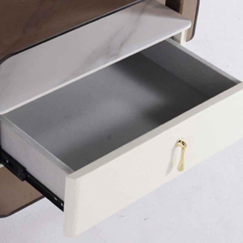 Contemporary Creative Clear Acrylic Bedside Table - Gold Metal Legs 1 Drawer Nightstand For Bedroom