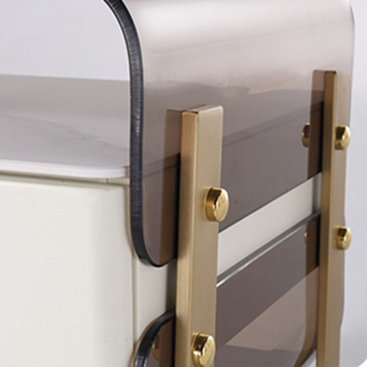 Contemporary Creative Clear Acrylic Bedside Table - Gold Metal Legs 1 Drawer Nightstand For Bedroom