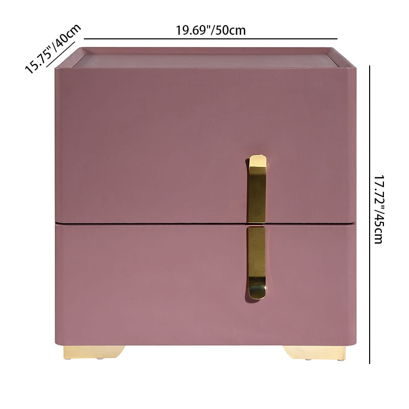 طاولة جانبية معاصرة مربعة الزوايا من الطراز الاسكندنافي - 2 منضدة بجانب السرير من الجلد الصناعي لغرفة النوم 