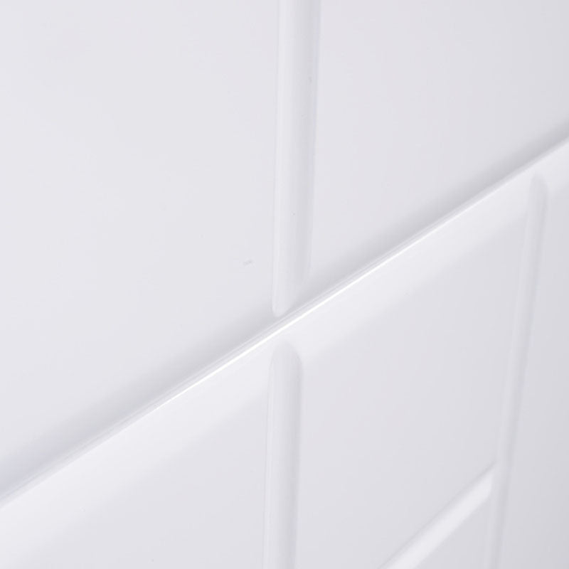 Table de chevet blanche moderne minimaliste à finition brillante - table de nuit à 2 tiroirs avec texture géométrique pour chambre à coucher 