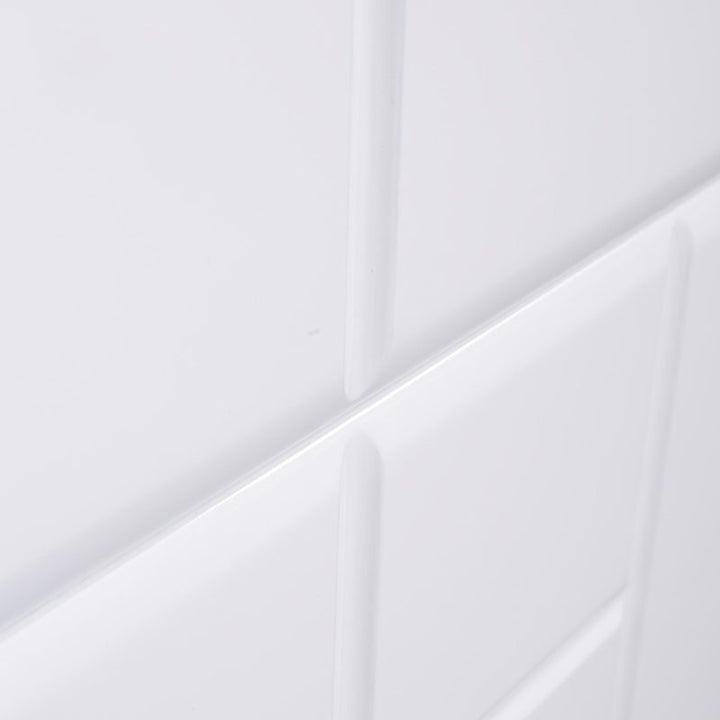 Table de chevet blanche moderne minimaliste à finition brillante - table de nuit à 2 tiroirs avec texture géométrique pour chambre à coucher 