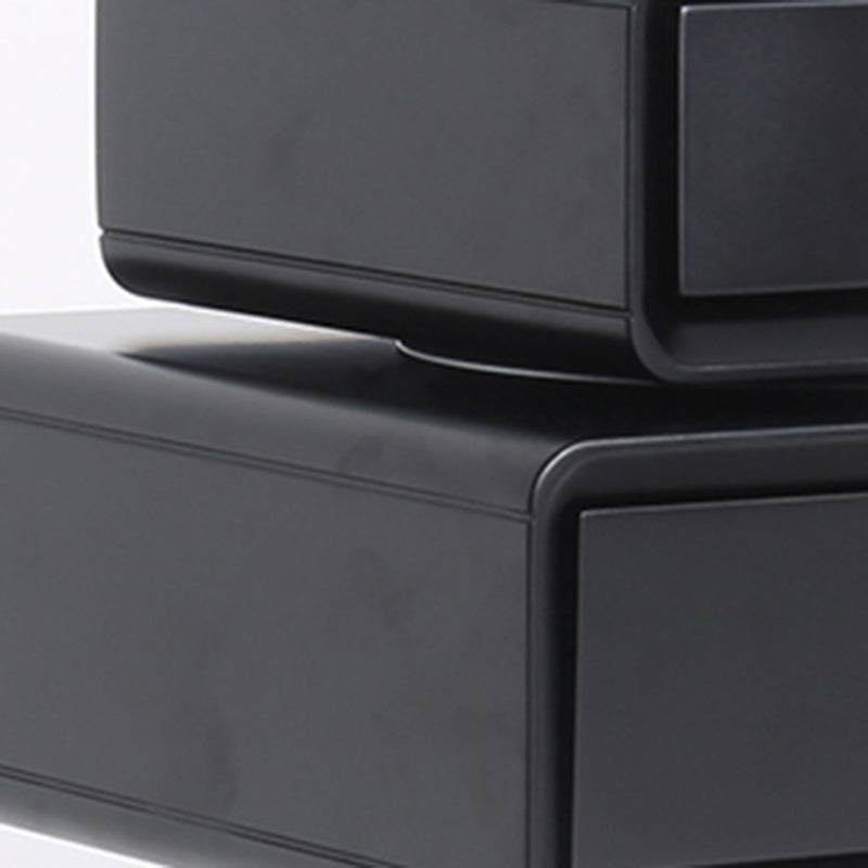 Contemporary Swivel Solid Wood Bedside Table - Artistic Square 2 Drawer Nightstand For Bedroom