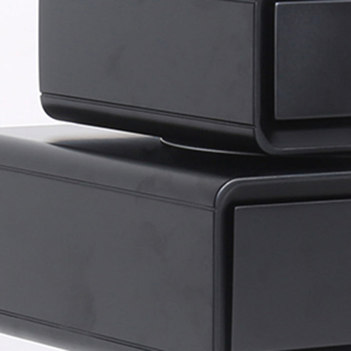 Contemporary Swivel Solid Wood Bedside Table - Artistic Square 2 Drawer Nightstand For Bedroom