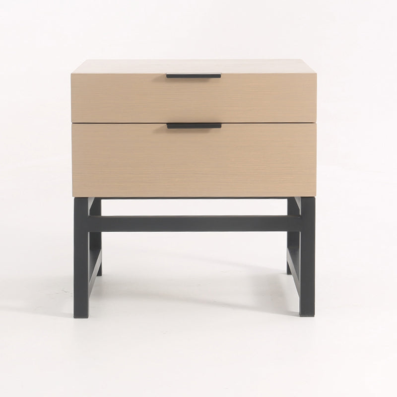 Mesa de noche con asas de aleación minimalista moderna - Mesita de noche cuadrada con 2 cajones para dormitorio 
