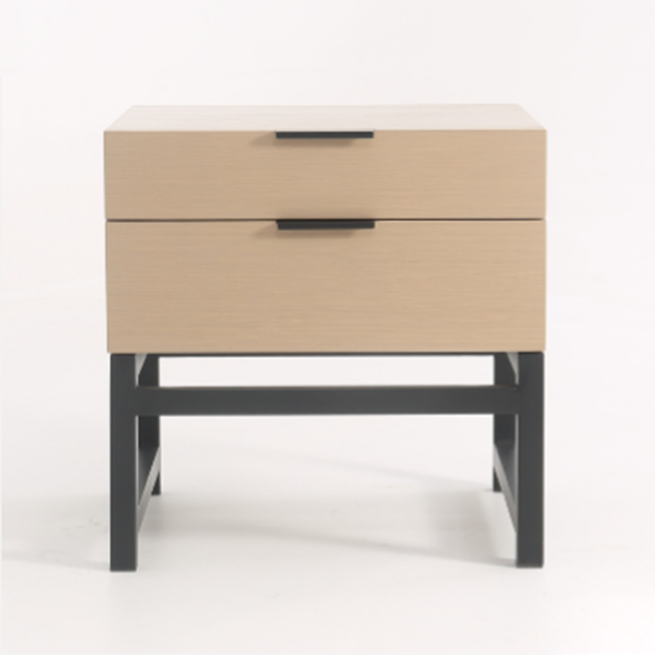 Mesa de noche con asas de aleación minimalista moderna - Mesita de noche cuadrada con 2 cajones para dormitorio 