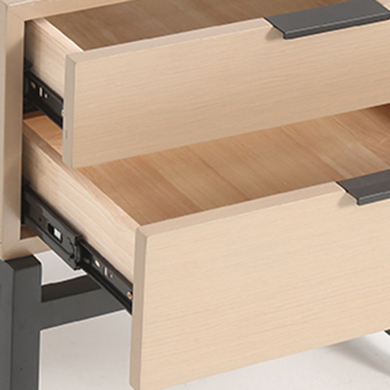 Mesa de noche con asas de aleación minimalista moderna - Mesita de noche cuadrada con 2 cajones para dormitorio 
