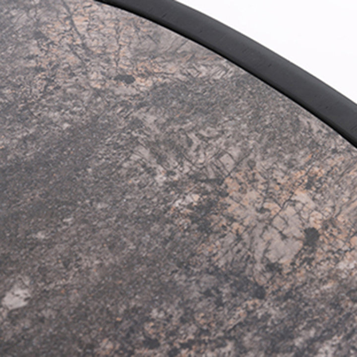 Traditional Vintage Oval Soft-Curve Bedside Table - Sintered Stone 2 Drawers Nightstand For Bedroom