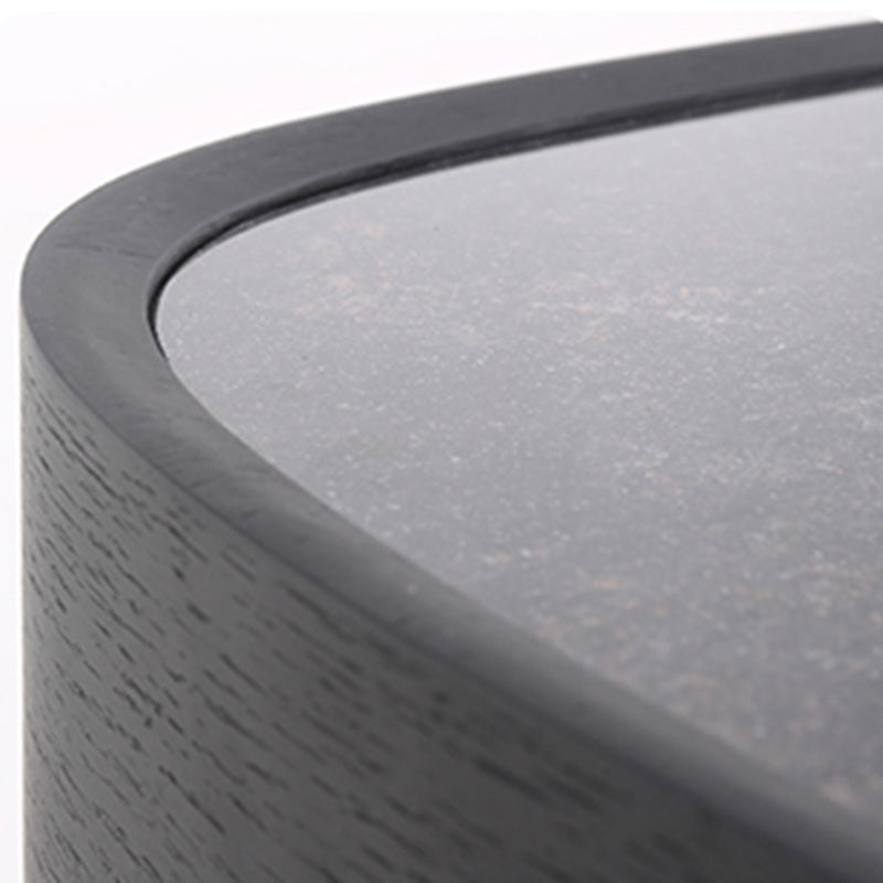 Traditional Vintage Oval Soft-Curve Bedside Table - Sintered Stone 2 Drawers Nightstand For Bedroom