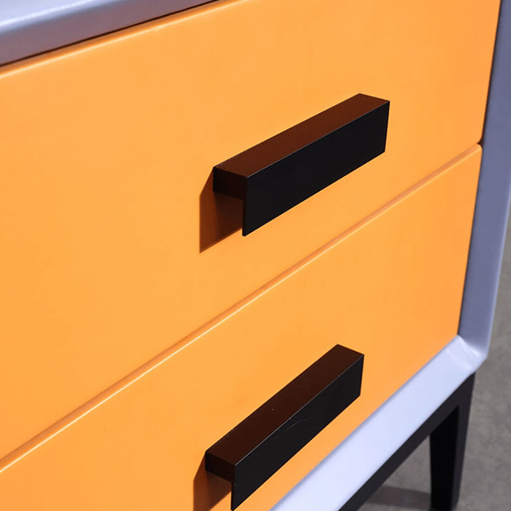 Table de chevet contemporaine en cuir synthétique créatif avec 2 tiroirs - meuble de chevet carré et doux pour la chambre 