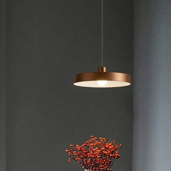 Modern Minimalist Aluminum Disc 1-Light Pendant Light For Living Room