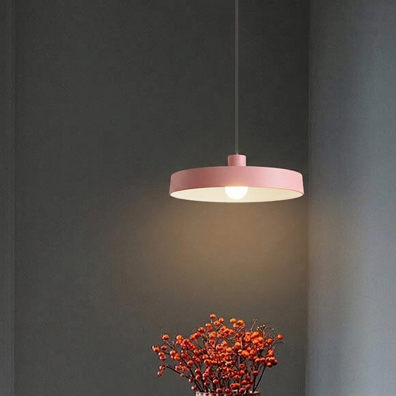 Modern Minimalist Aluminum Disc 1-Light Pendant Light For Living Room