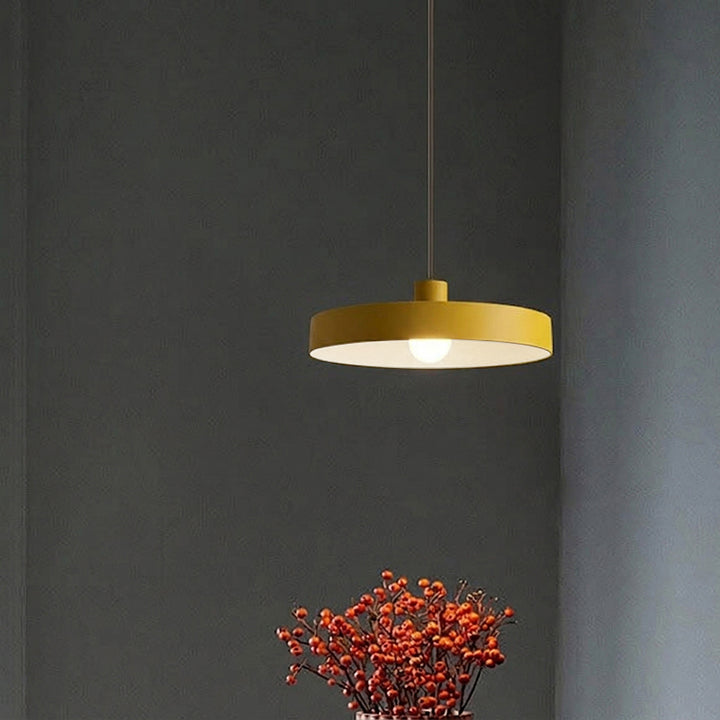 Modern Minimalist Aluminum Disc 1-Light Pendant Light For Living Room