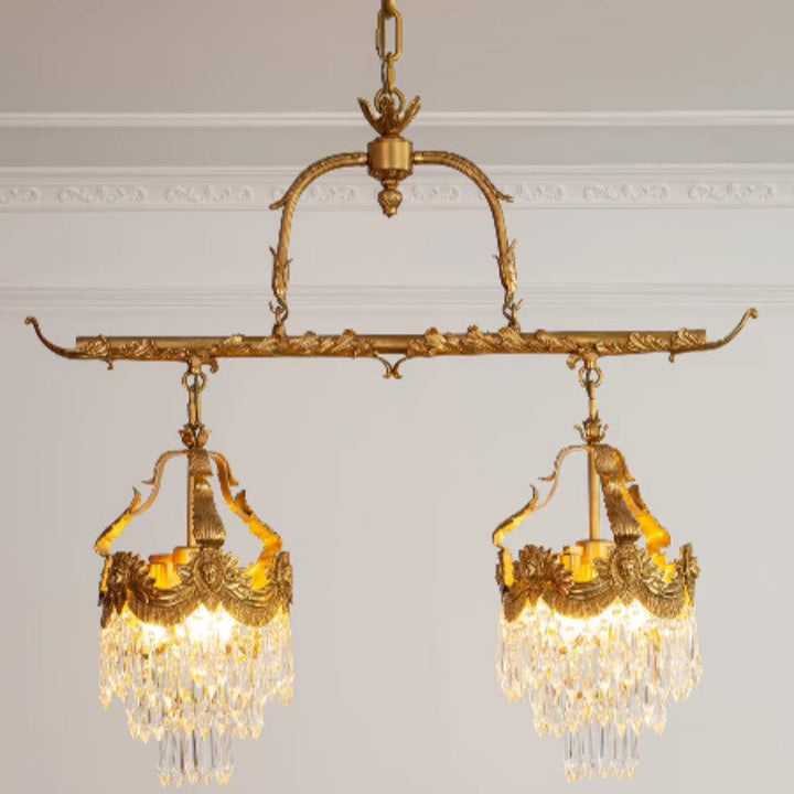 Lustre Contemporain Créatif en Bande de Cuivre Cristal 6/9 Lumières pour Salle à Manger 
