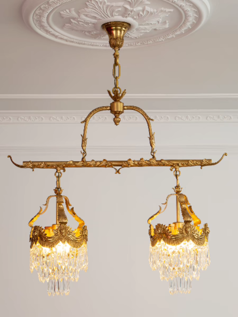 Lustre Contemporain Créatif en Bande de Cuivre Cristal 6/9 Lumières pour Salle à Manger 