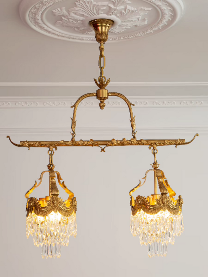 Lustre Contemporain Créatif en Bande de Cuivre Cristal 6/9 Lumières pour Salle à Manger 