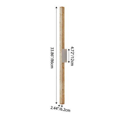 Applique murale LED en bois travertin jaune Wabi-Sabi japonais à bande longue 