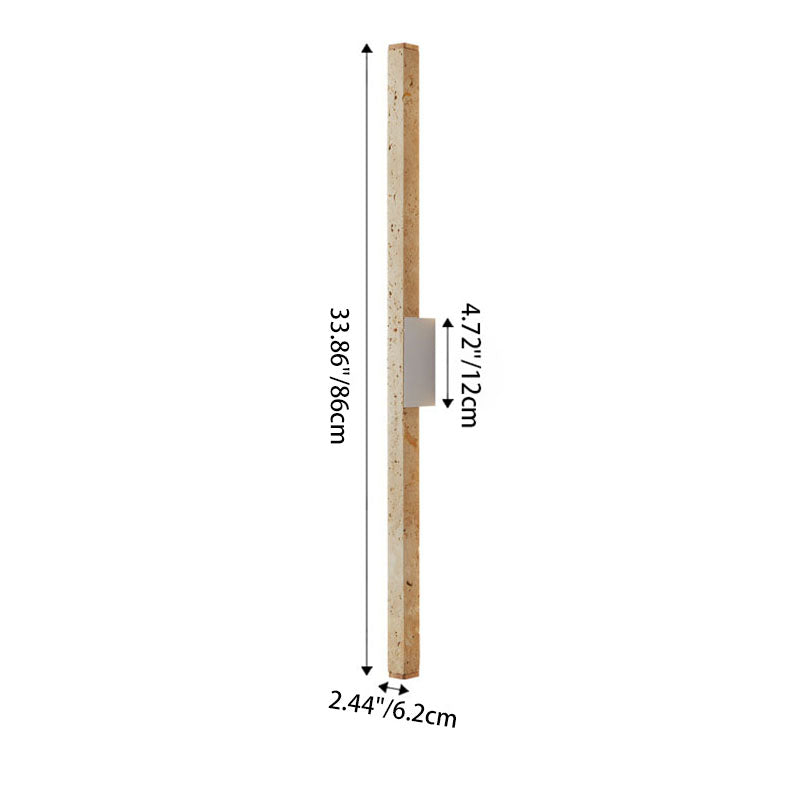 Applique murale LED en bois travertin jaune Wabi-Sabi japonais à bande longue 