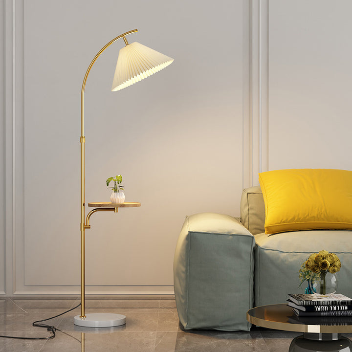 Modern Simplicity Pleated PVC Iron Pole 1-Light Standing Floor Lamp For Living Room