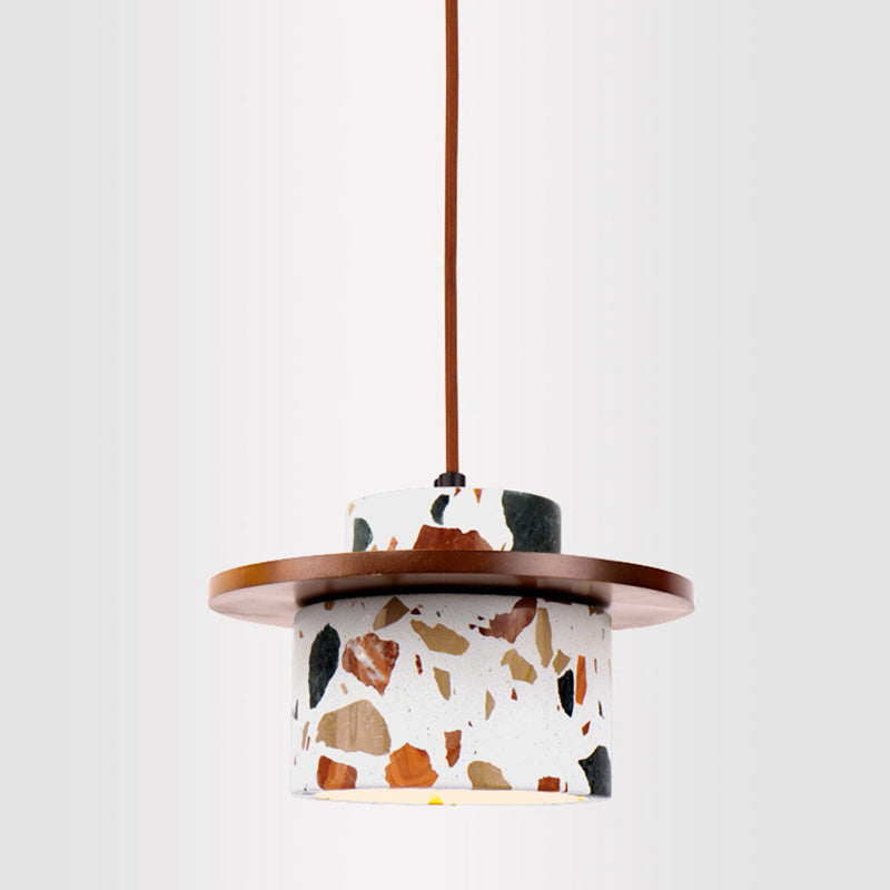 Arte Moderno Deco Cilindro Agua Cueva Piedra Madera Maciza Lámpara Colgante de 1 Luz Para Dormitorio 