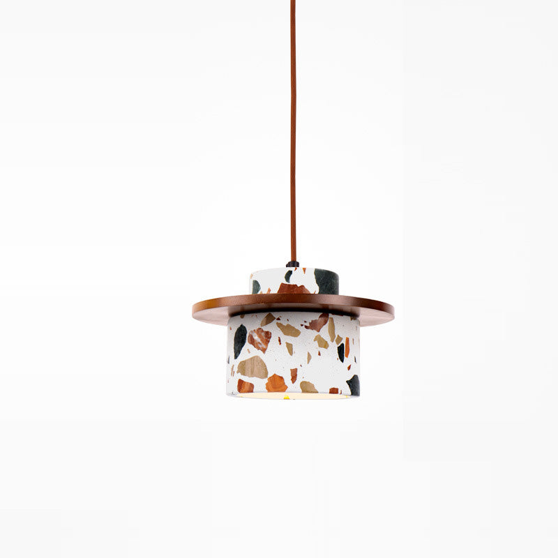 Arte Moderno Deco Cilindro Agua Cueva Piedra Madera Maciza Lámpara Colgante de 1 Luz Para Dormitorio 