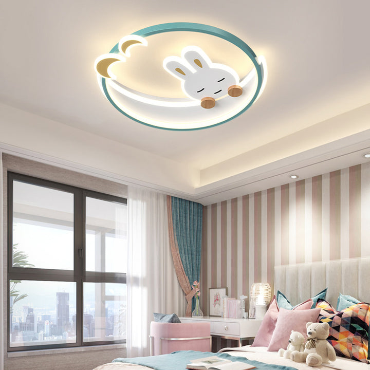 Zeitgenössische kreative süße Kaninchen Eisen runde LED-Deckenleuchte für das Schlafzimmer 