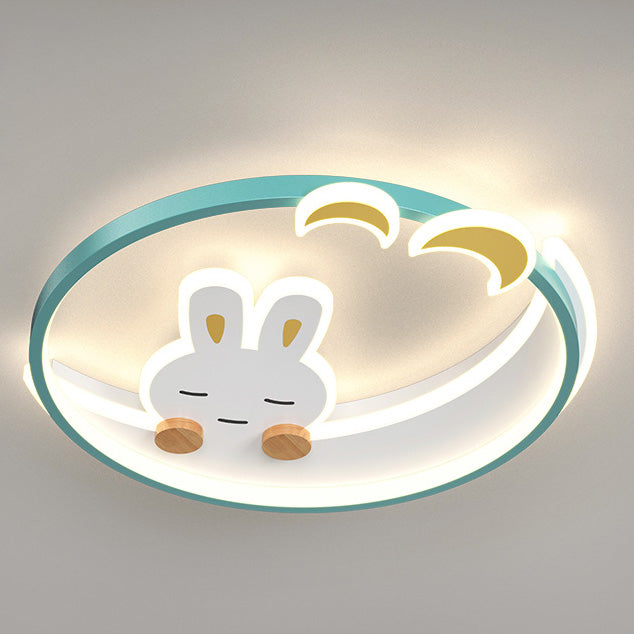 Zeitgenössische kreative süße Kaninchen Eisen runde LED-Deckenleuchte für das Schlafzimmer 