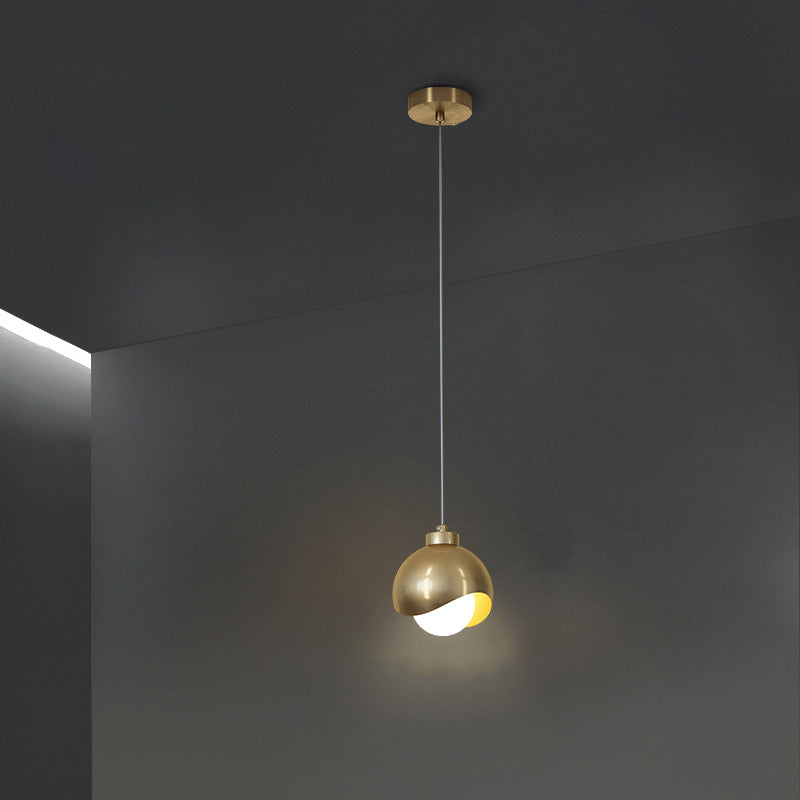 Contemporary Scandinavian Spherical Glass Iron 1-Light Pendant Light For Bedroom