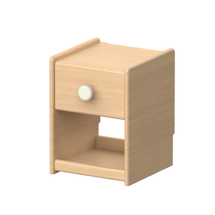 Mesita de noche infantil ecológica - Mesilla de noche tradicional japonesa de madera de haya con almacenamiento multicapa y 1 cajón para dormitorio 