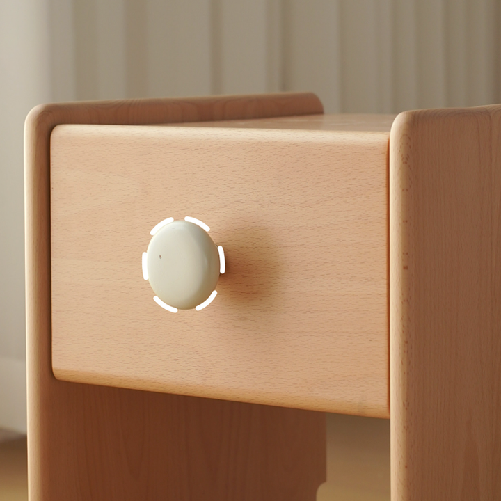 Mesita de noche infantil ecológica - Mesilla de noche tradicional japonesa de madera de haya con almacenamiento multicapa y 1 cajón para dormitorio 