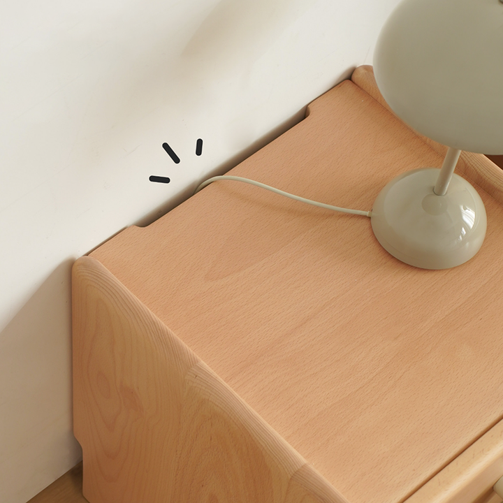 Mesita de noche infantil ecológica - Mesilla de noche tradicional japonesa de madera de haya con almacenamiento multicapa y 1 cajón para dormitorio 