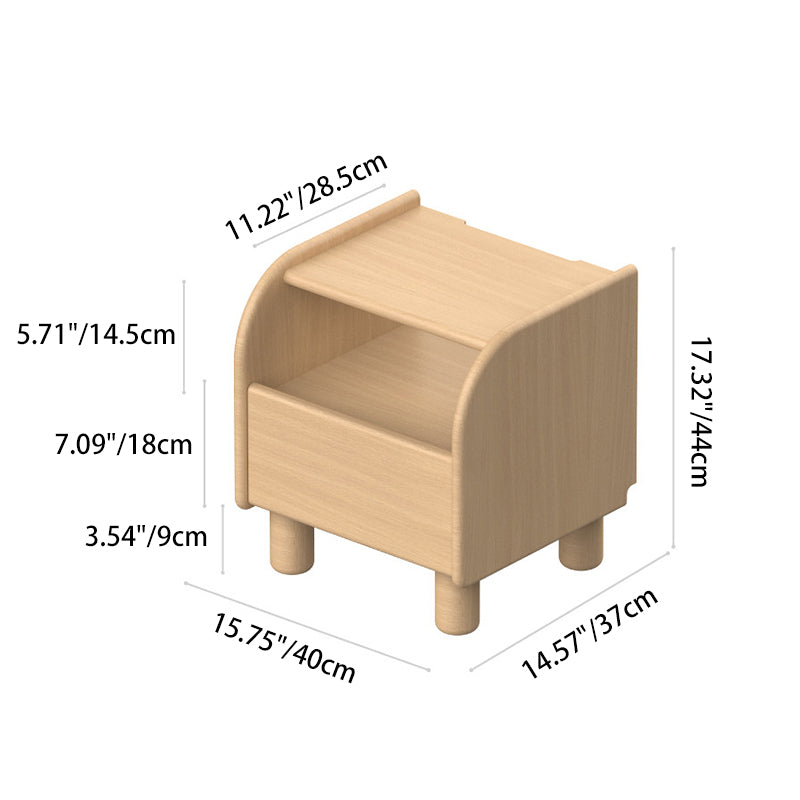 Premium Minimalist Kids Bedside Cabinet - Sturdy Beech Wood &amp; Heavy-Duty Drawer Slides Nightstand 1-Drawer For Bedroom