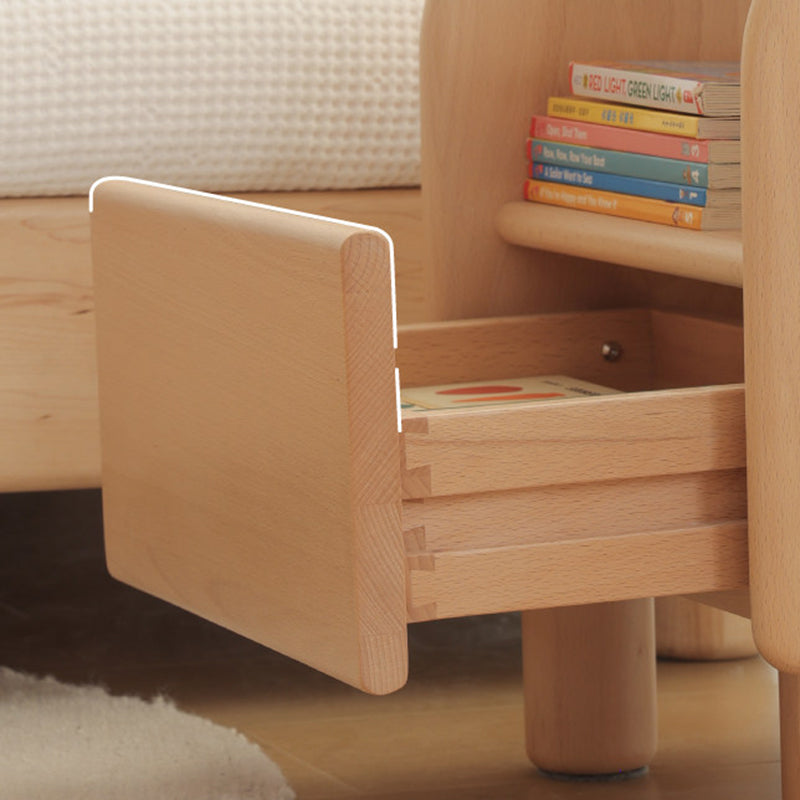 Premium Minimalist Kids Bedside Cabinet - Sturdy Beech Wood &amp; Heavy-Duty Drawer Slides Nightstand 1-Drawer For Bedroom