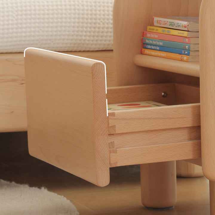 Premium Minimalist Kids Bedside Cabinet - Sturdy Beech Wood &amp; Heavy-Duty Drawer Slides Nightstand 1-Drawer For Bedroom