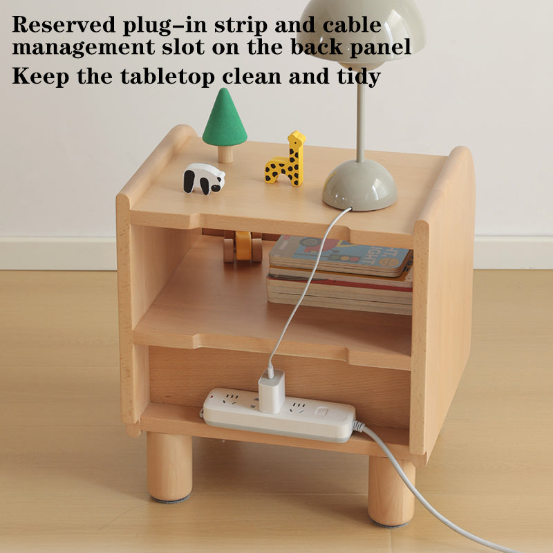 Premium Minimalist Kids Bedside Cabinet - Sturdy Beech Wood &amp; Heavy-Duty Drawer Slides Nightstand 1-Drawer For Bedroom