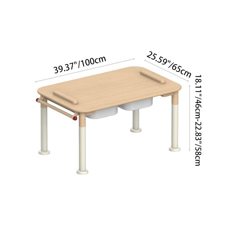 Minimalist Beech Wood Kids Play Table - Adjustable Height &amp; Rounded Edge Safety Design Desk For Study