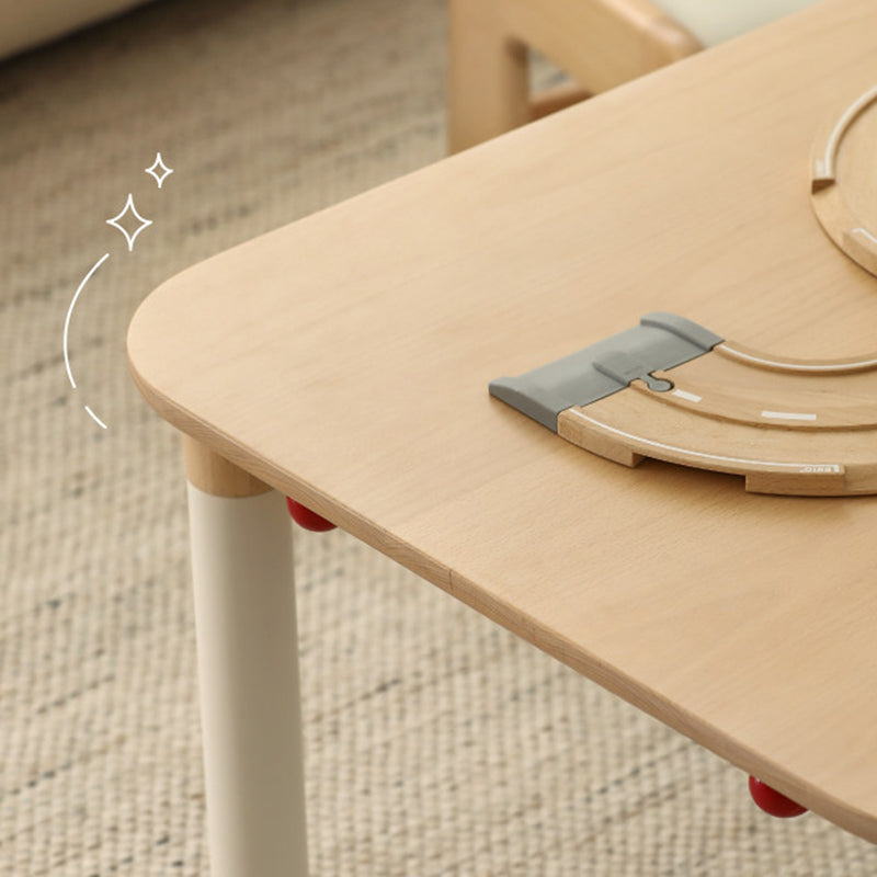Minimalist Beech Wood Kids Play Table - Adjustable Height &amp; Rounded Edge Safety Design Desk For Study