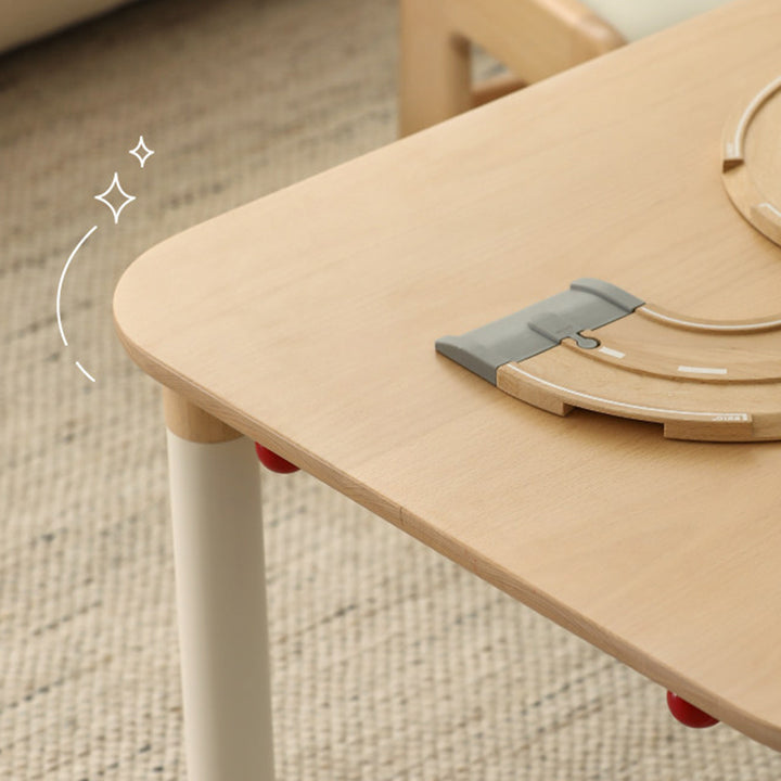 Minimalist Beech Wood Kids Play Table - Adjustable Height &amp; Rounded Edge Safety Design Desk For Study