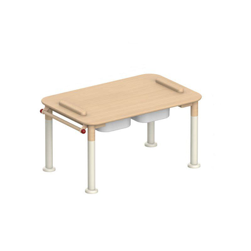 Minimalist Beech Wood Kids Play Table - Adjustable Height &amp; Rounded Edge Safety Design Desk For Study