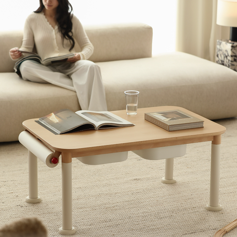 Minimalist Beech Wood Kids Play Table - Adjustable Height &amp; Rounded Edge Safety Design Desk For Study