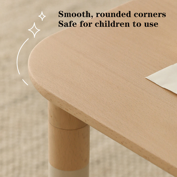 Minimalist Beech Wood Kids Play Table - Adjustable Height &amp; Rounded Edge Safety Design Desk For Study