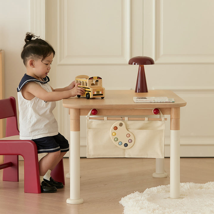Minimalist Beech Wood Kids Play Table - Adjustable Height &amp; Rounded Edge Safety Design Desk For Study